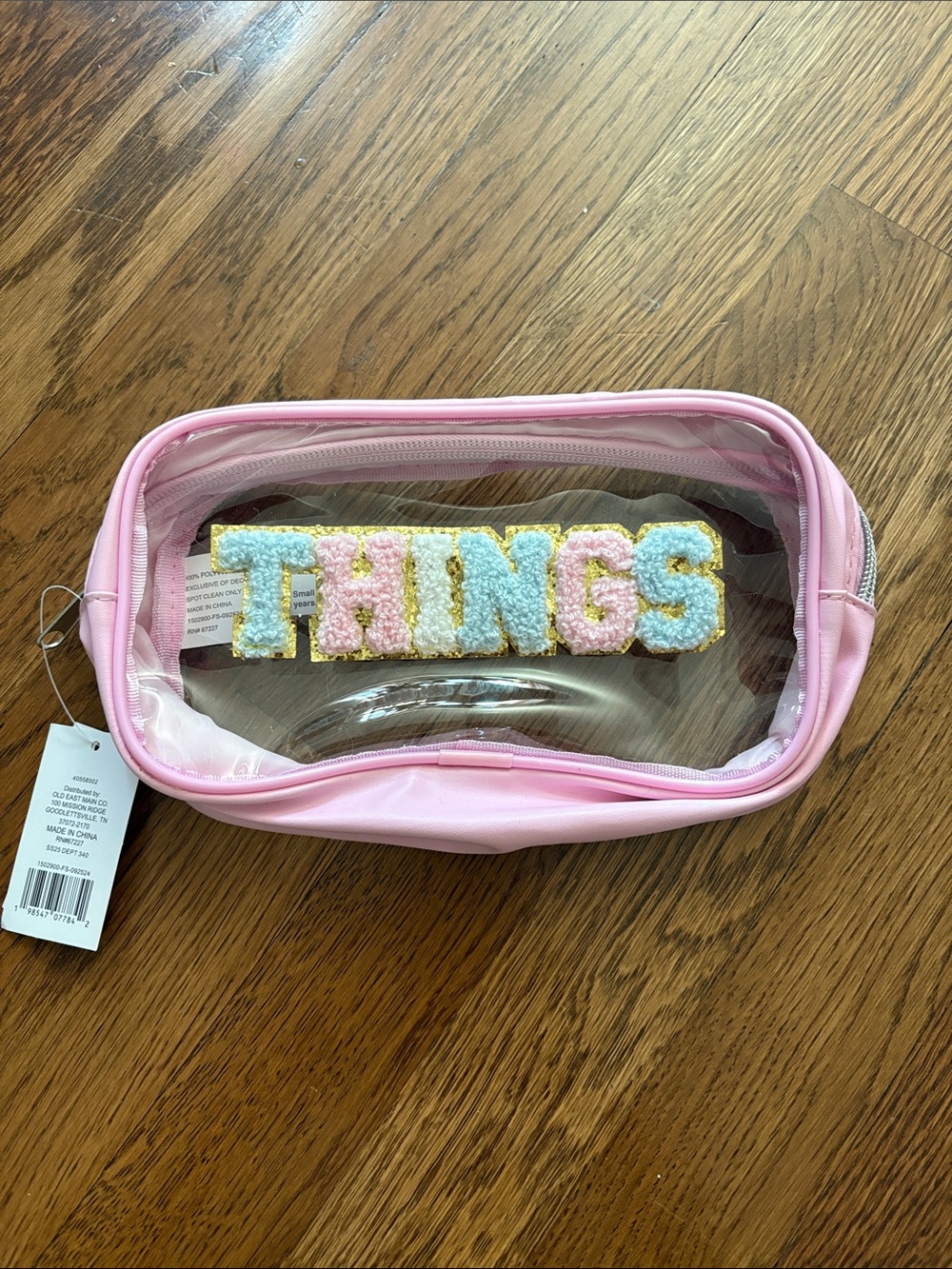 Clear Cosmetic Bag with “Things” Embroidered Patch